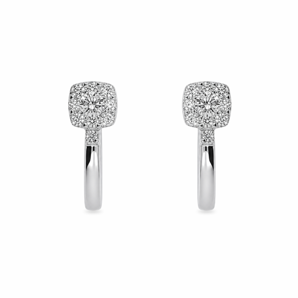 Golden earrings with precious stones