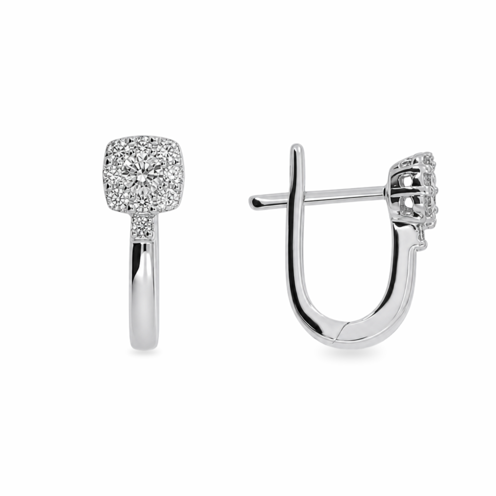 Golden earrings with precious stones
