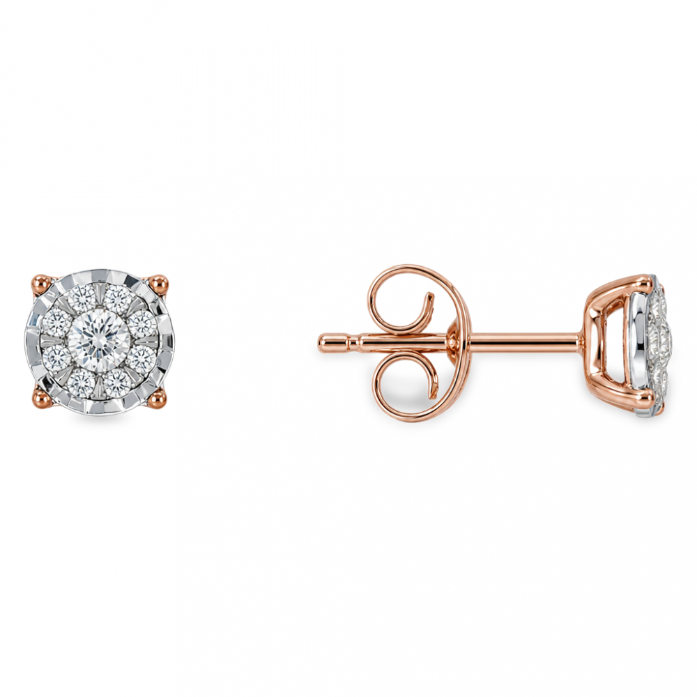 Golden earrings with precious stones