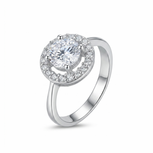 Silver ring with zircon