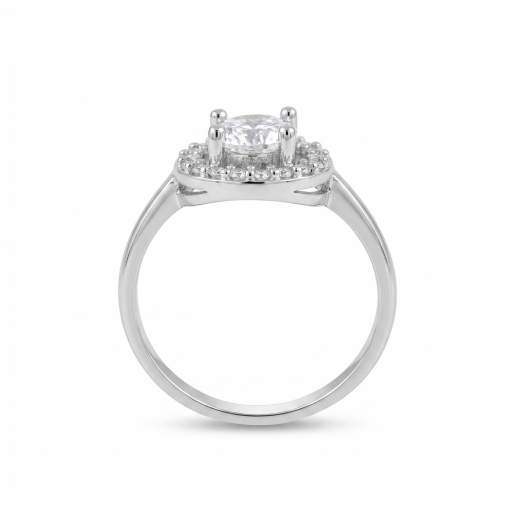 Silver ring with zircon