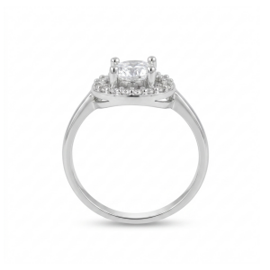 Silver ring with zircon