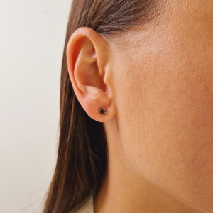 Gold earrings with a black diamond