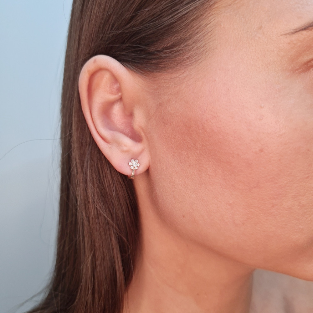 Золотые серьги с цирконом