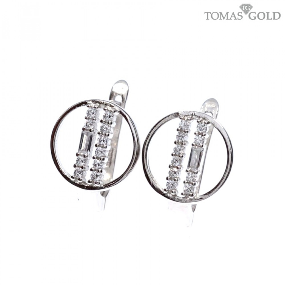 Silver earrings with zircon