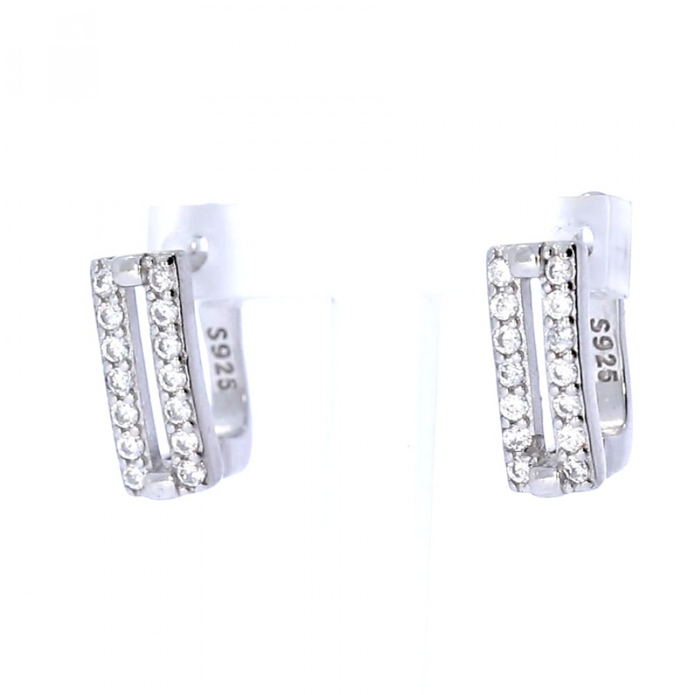 Silver earrings with zircon