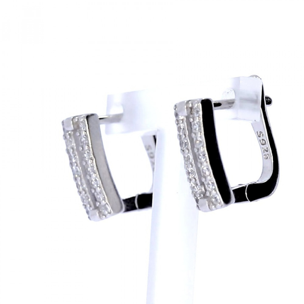 Silver earrings with zircon
