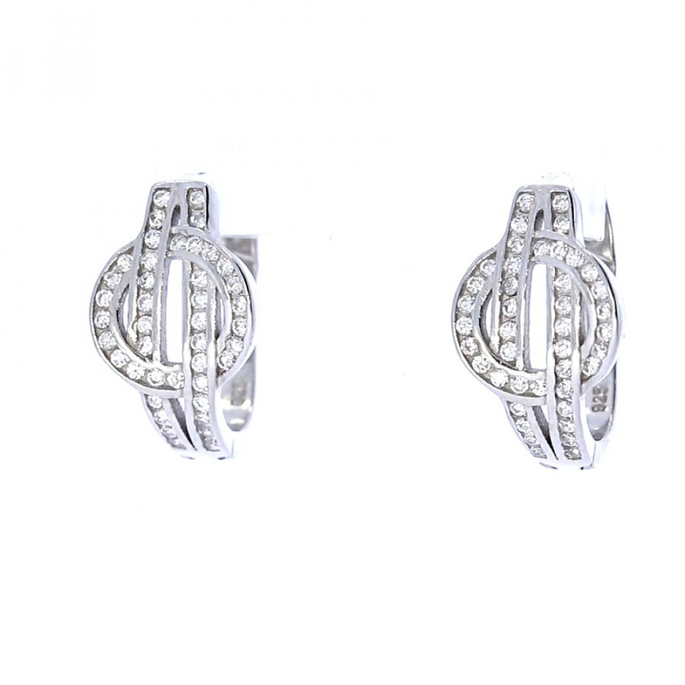 Silver earrings with zircon