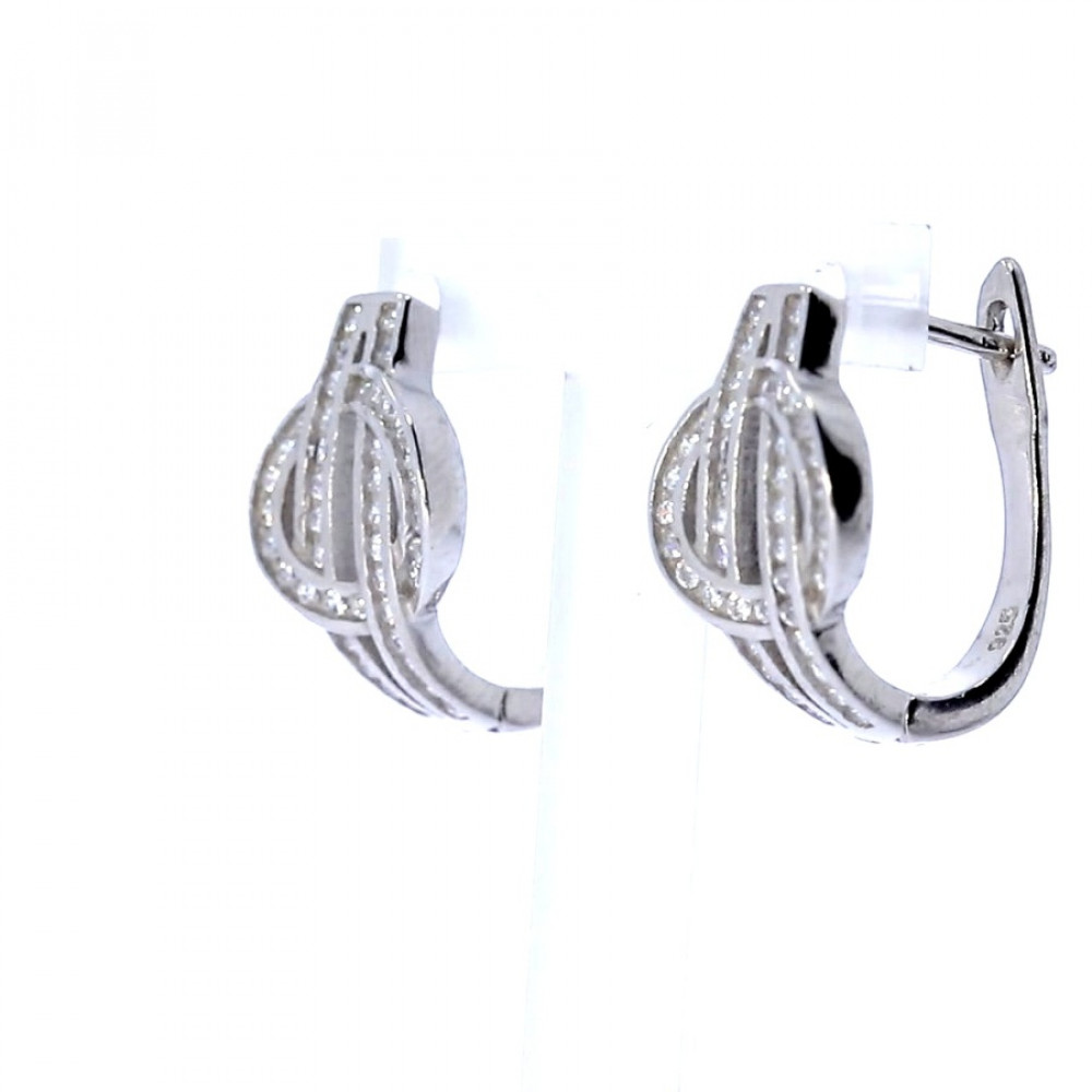 Silver earrings with zircon