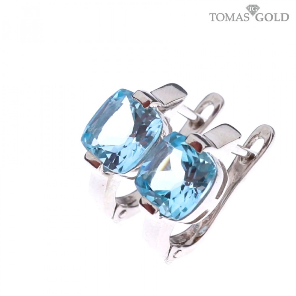 Silver earrings with topaz