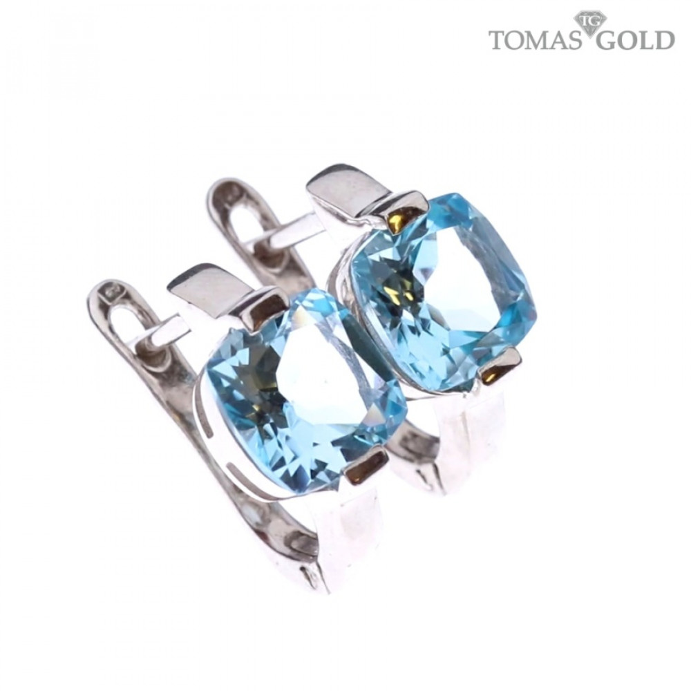 Silver earrings with topaz