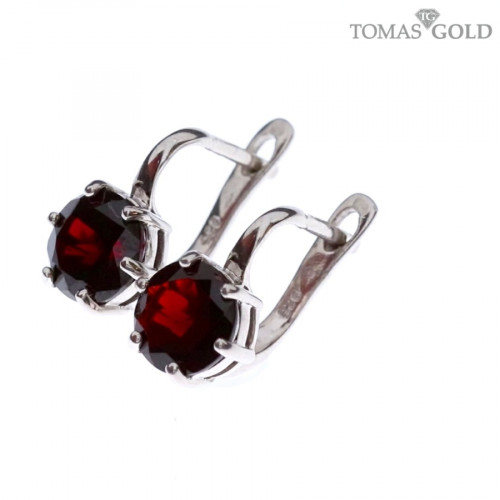 Серебряные серьги с гранатом