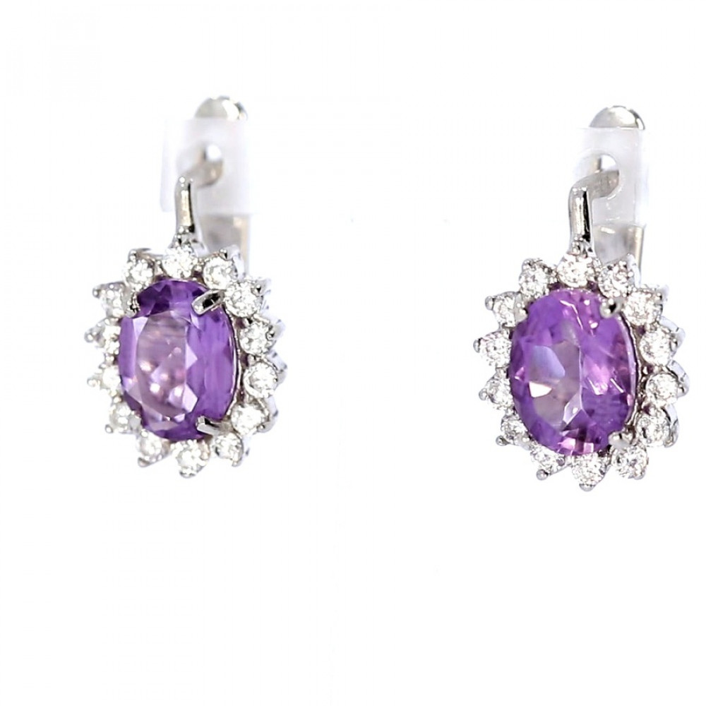 Sidabriniai auskarai su ametistu