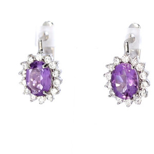 Sidabriniai auskarai su ametistu