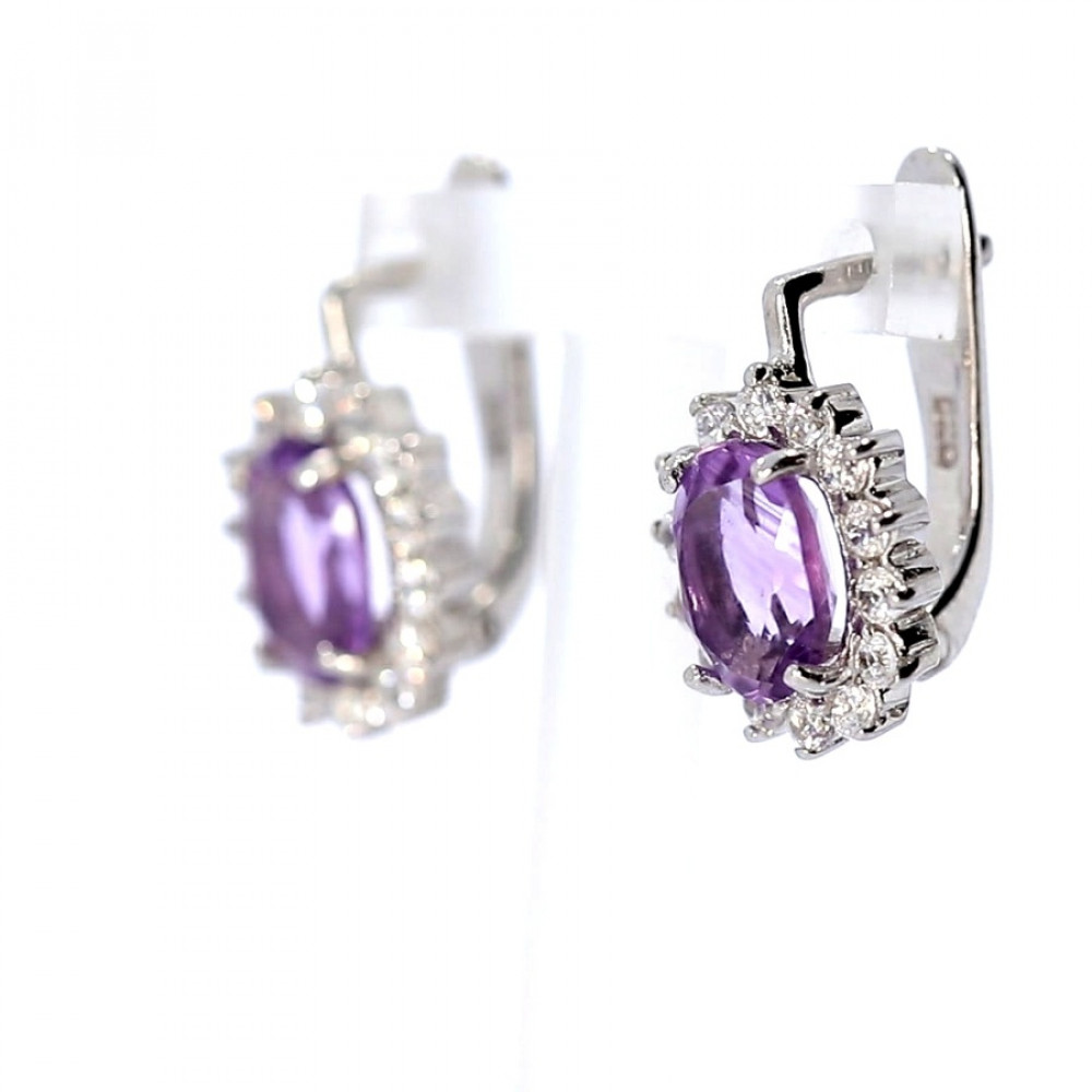 Sidabriniai auskarai su ametistu