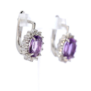 Sidabriniai auskarai su ametistu