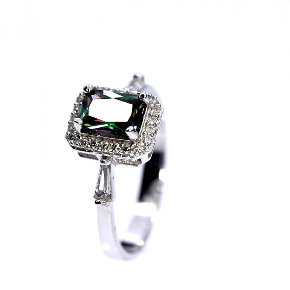 Silver ring with mystic quartz