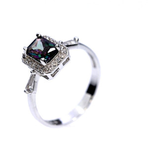 Silver ring with mystic quartz