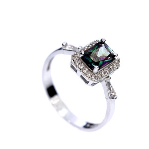 Silver ring with mystic quartz