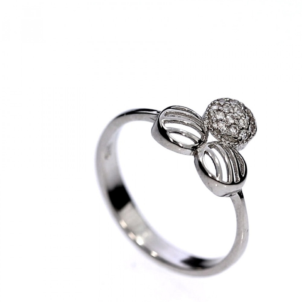 Silver ring with zircon