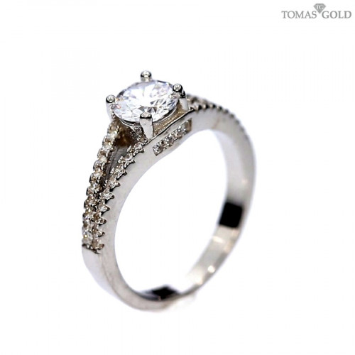Silver ring with zircon