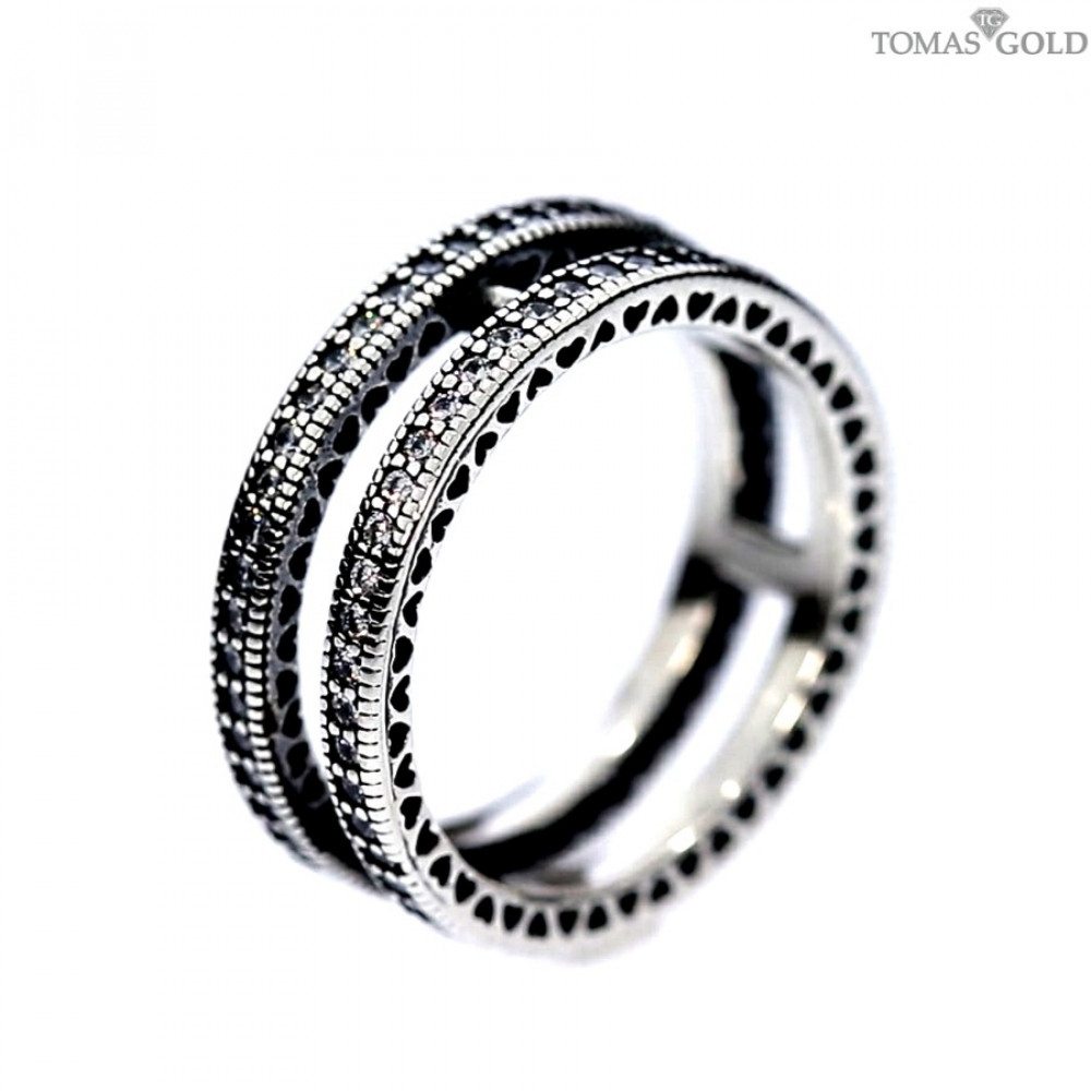 Silver ring with zircon