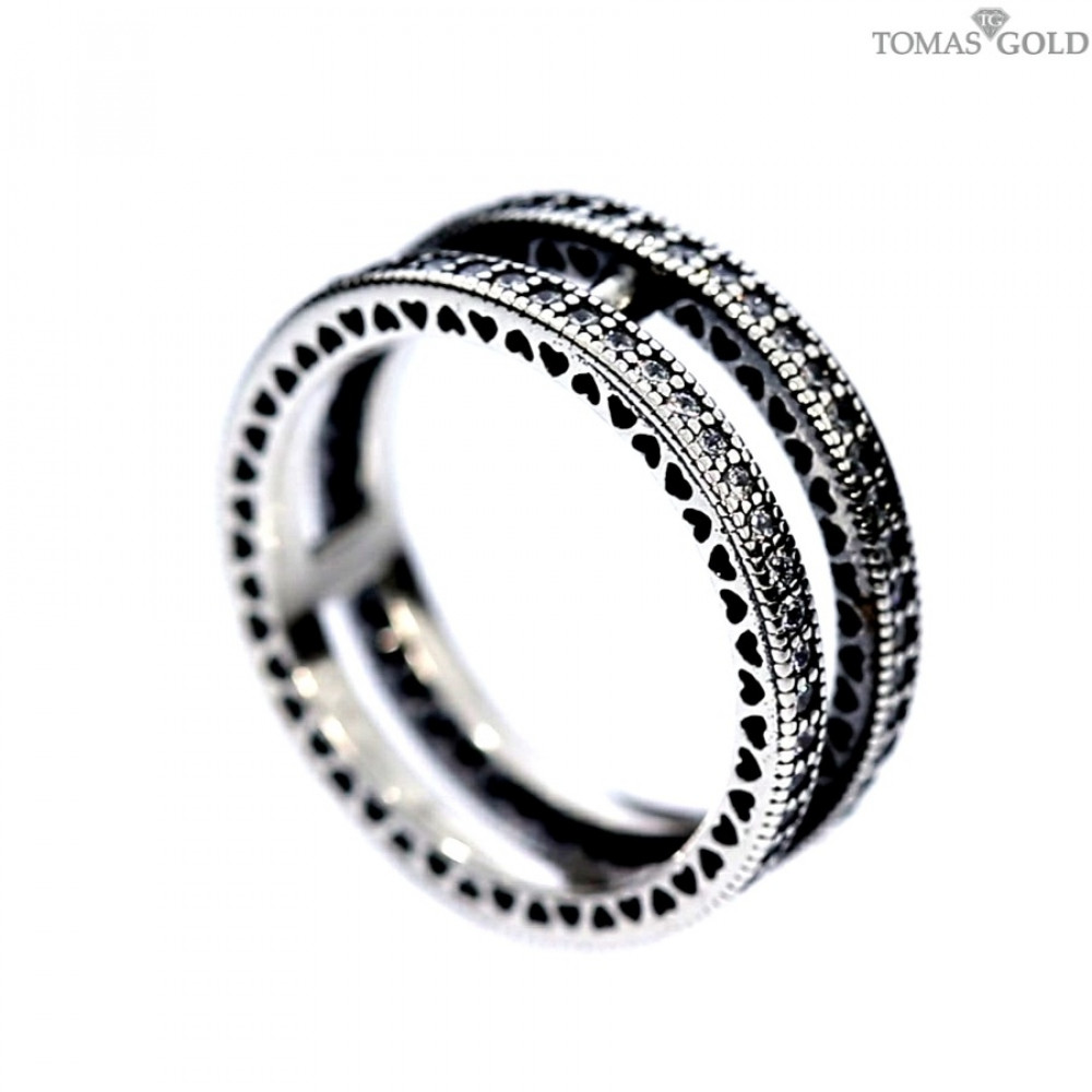 Silver ring with zircon