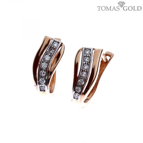 Gold earrings with zircon