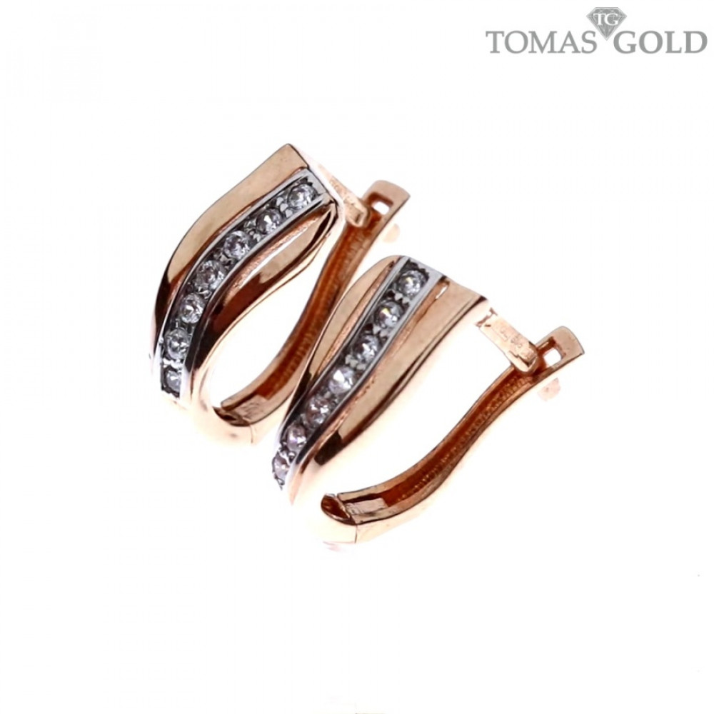 Gold earrings with zircon