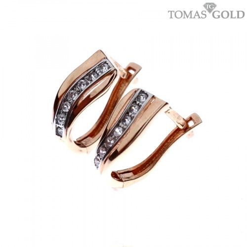 Gold earrings with zircon