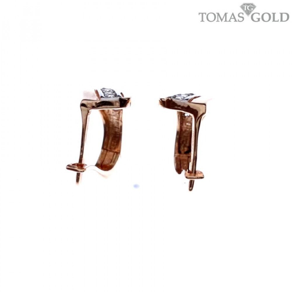 Gold earrings with zircon