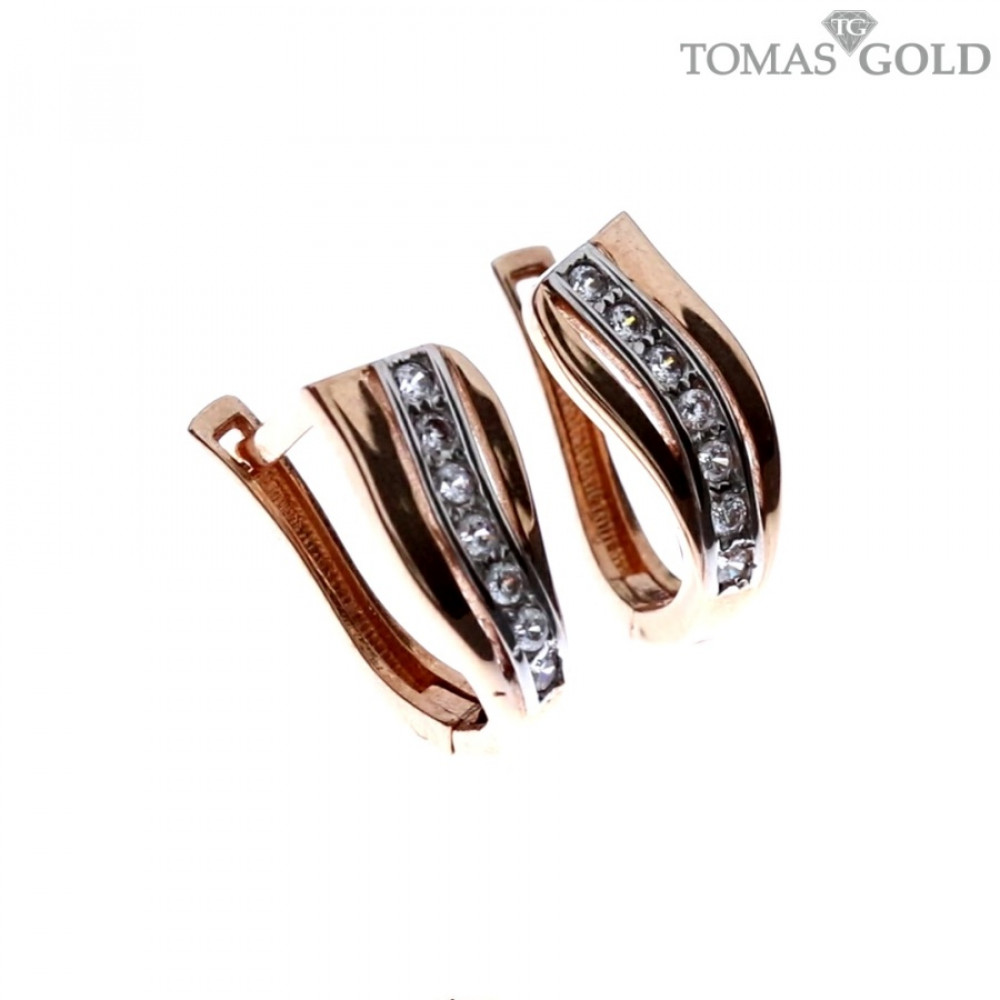 Gold earrings with zircon