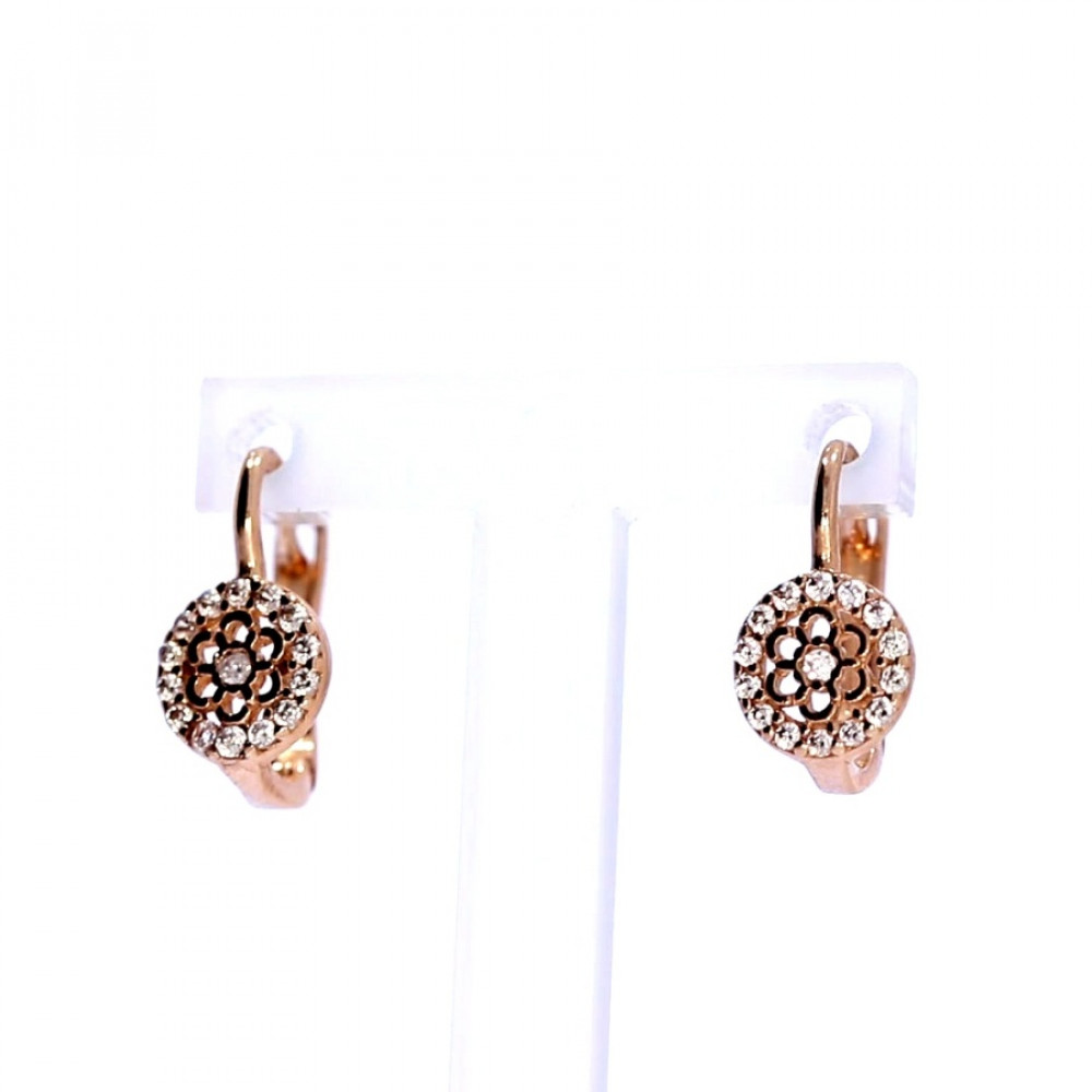 Gold earrings with zircon