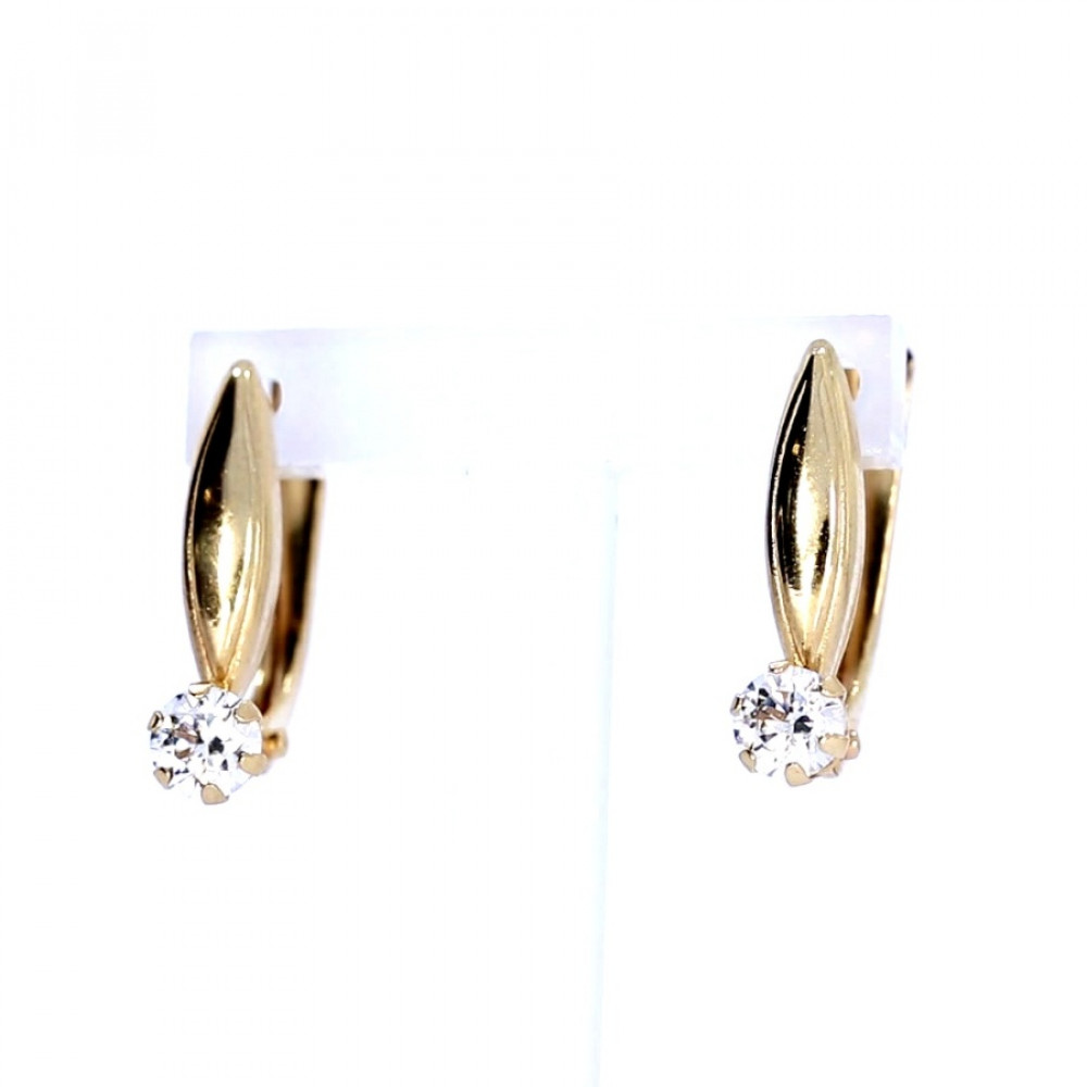 Gold earrings with zircon