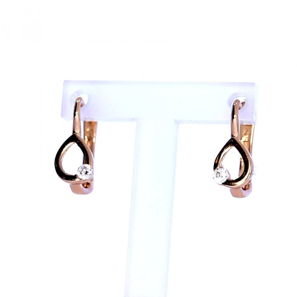 Gold earrings with zircon
