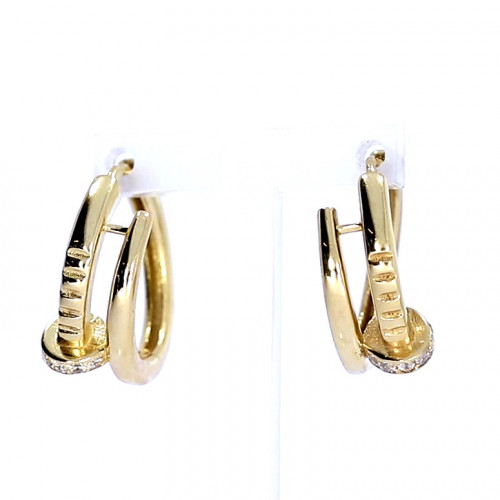 Gold earrings with zircon