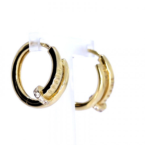 Gold earrings with zircon