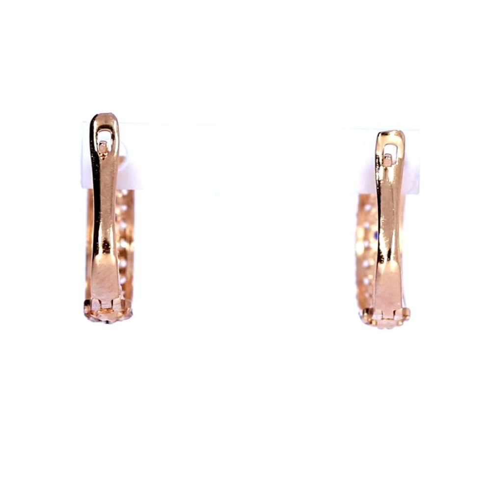 Gold earrings with zircon