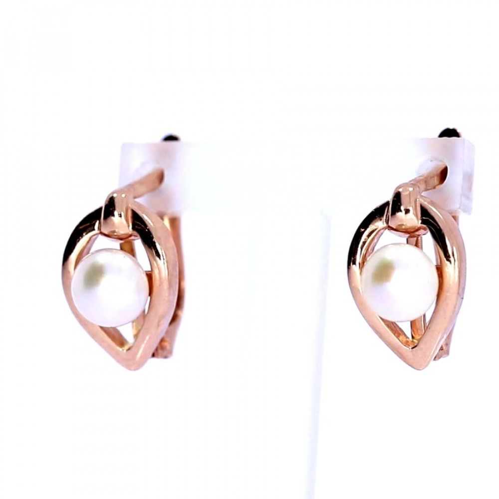 Auksiniai auskarai su kultivuotu perlu