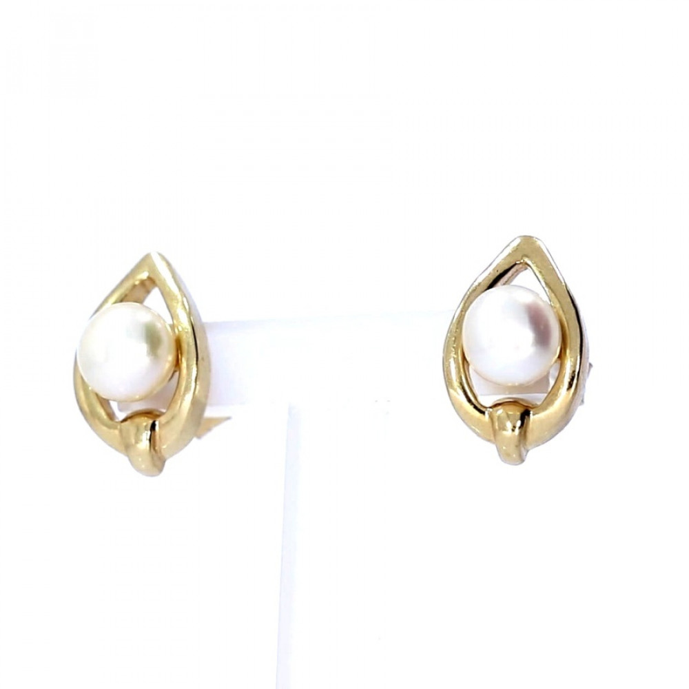 Auksiniai auskarai su kultivuotu perlu