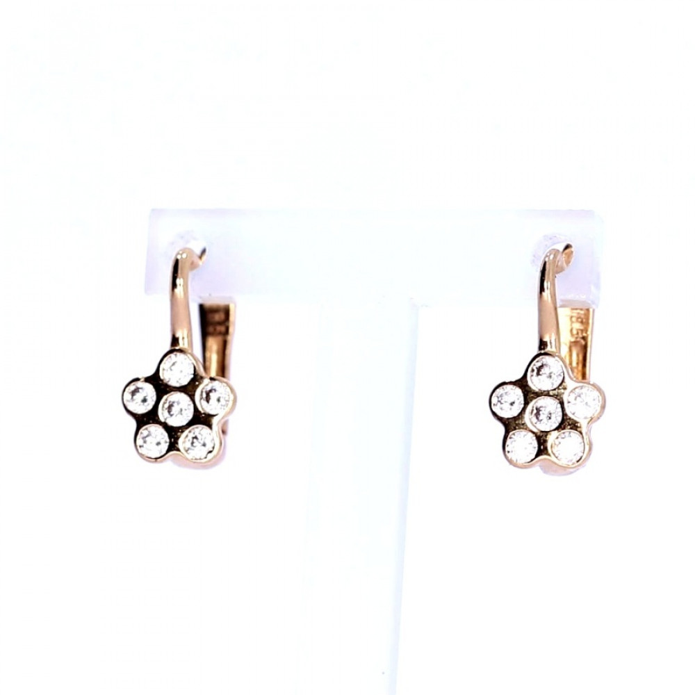 Gold earrings with zircon