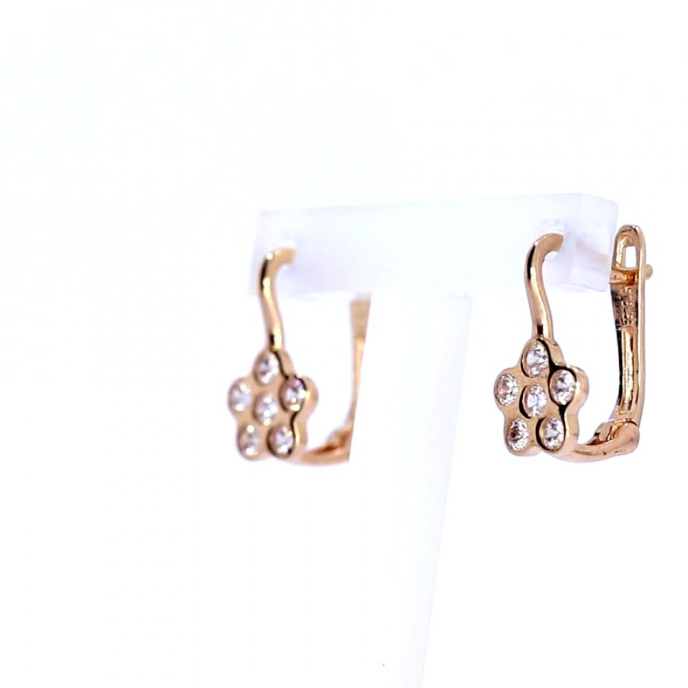 Gold earrings with zircon