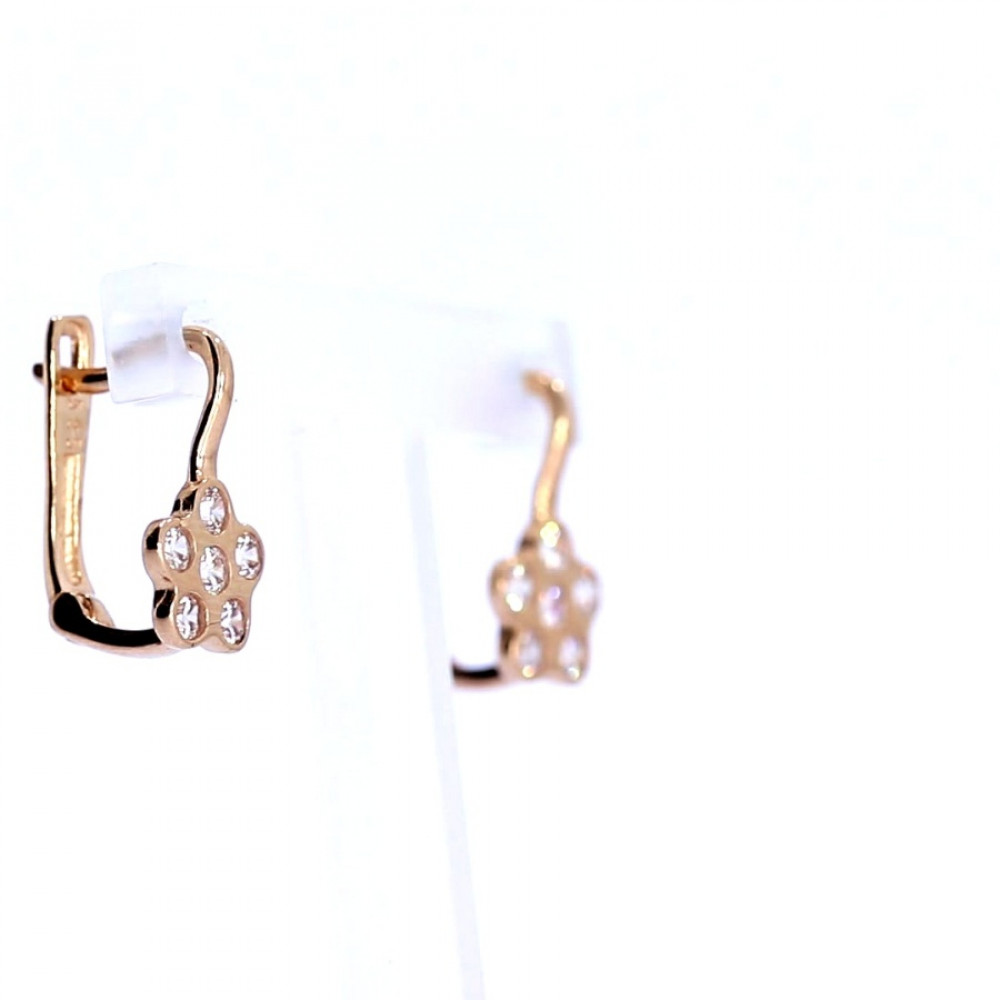 Gold earrings with zircon