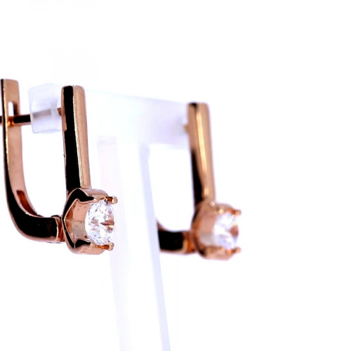 Gold earrings with zircon