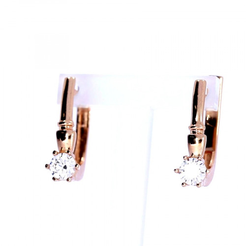 Gold earrings with zircon