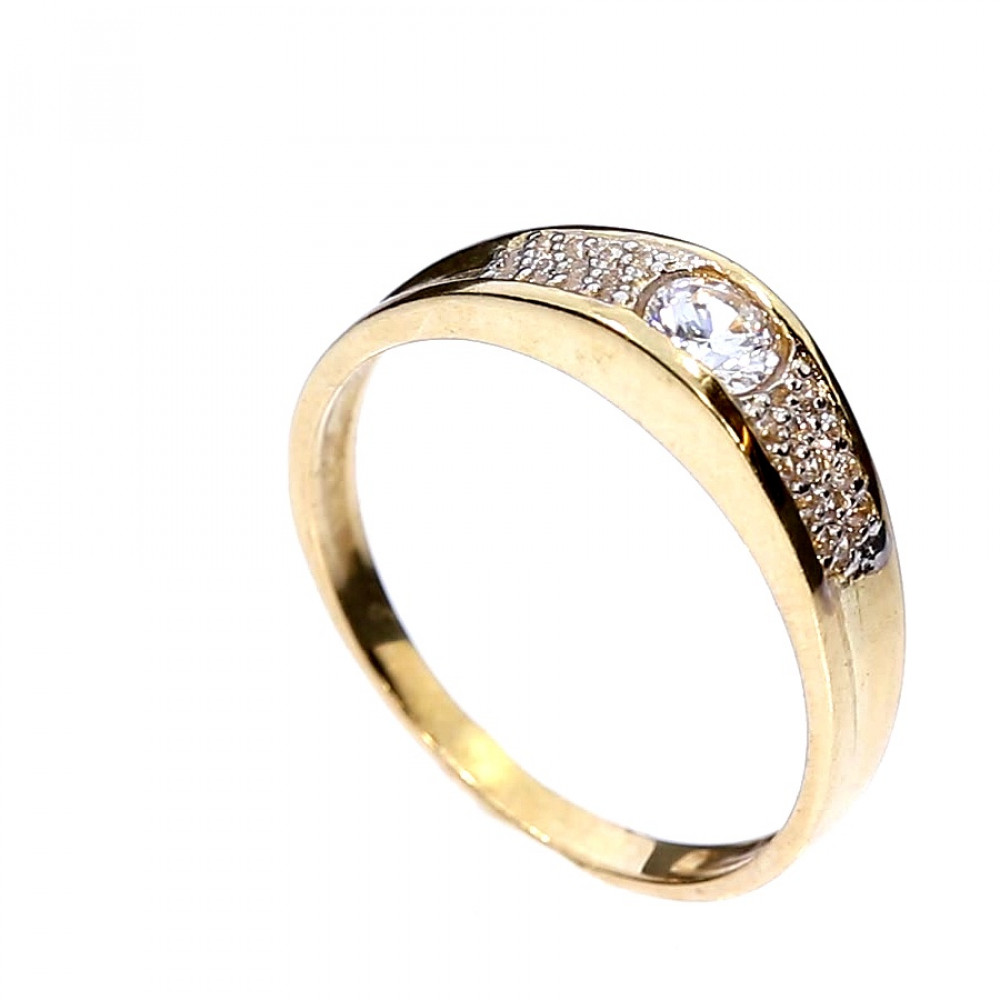 Golden ring with zircon