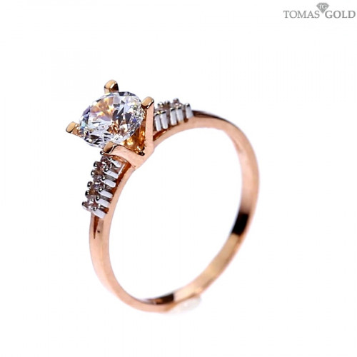 Golden ring with zircon