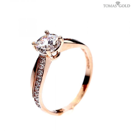 Golden ring with zircon