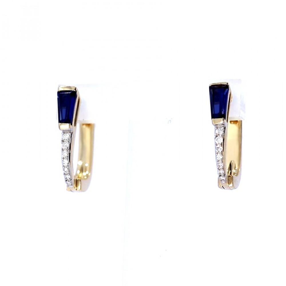 Gold earrings with sapphire