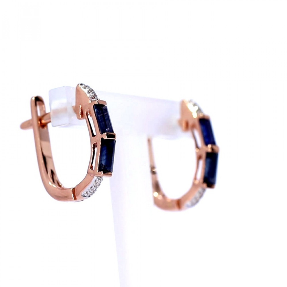 Золотые серьги с сапфиром